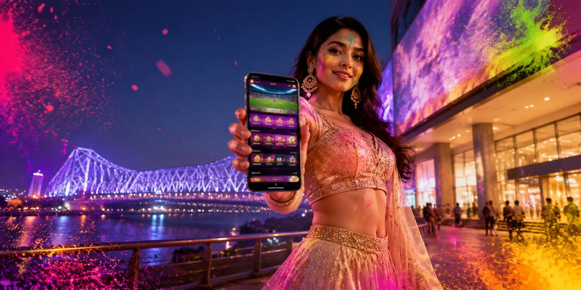 Mobile casino app preview celebrating Holi
